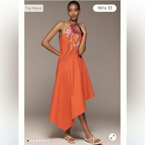Yukiko Noritake x Anthropologie Asymmetric Floral Midi Dress